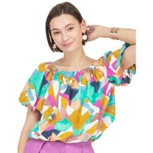 JOY JOY Bubble Geometric Multicolored Shapes Blouse Size XL